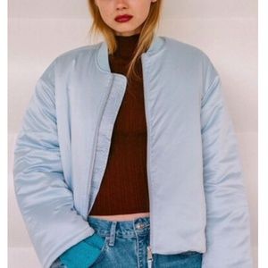NWT cozy & warm satin bomber jacket